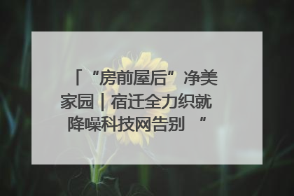 “房前屋后”净美家园｜宿迁全力织就降噪科技网告别 “声” 烦恼