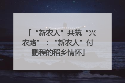 “新农人”共筑“兴农路”：“新农人”付鹏程的稻乡情怀