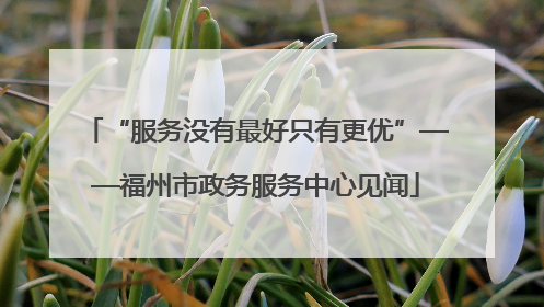 “服务没有最好只有更优”——福州市政务服务中心见闻
