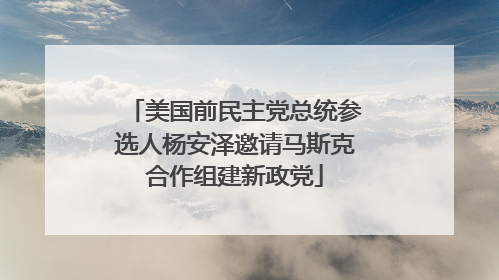 美国前民主党总统参选人杨安泽邀请马斯克合作组建新政党