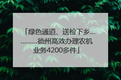 绿色通道、送检下乡…………德州高效办理农机业务4200多件