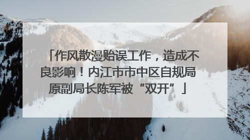 作风散漫贻误工作，造成不良影响！内江市市中区自规局原副局长陈军被“双开”