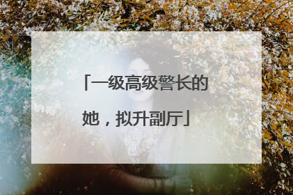 一级高级警长的她，拟升副厅
