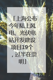 上海公布今年陆上风电、光伏电站开发建设项目19个，过半在崇明