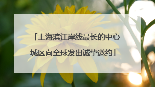 上海滨江岸线最长的中心城区向全球发出诚挚邀约