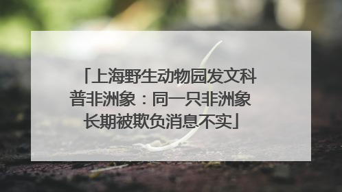 上海野生动物园发文科普非洲象：同一只非洲象长期被欺负消息不实