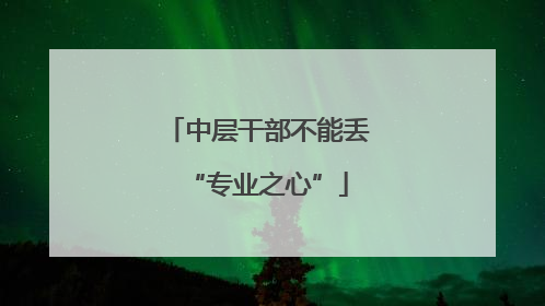 中层干部不能丢“专业之心”