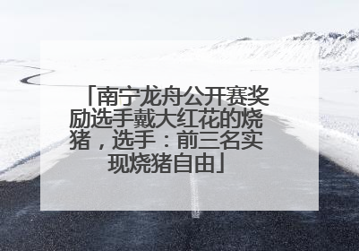 南宁龙舟公开赛奖励选手戴大红花的烧猪，选手：前三名实现烧猪自由