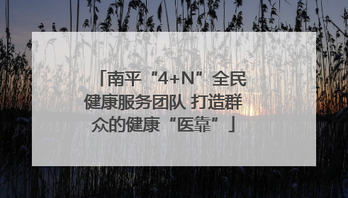 南平“4+N”全民健康服务团队 打造群众的健康“医靠”