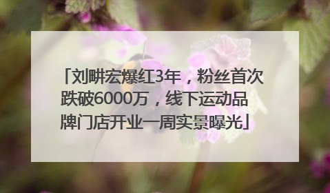 刘畊宏爆红3年，粉丝首次跌破6000万，线下运动品牌门店开业一周实景曝光