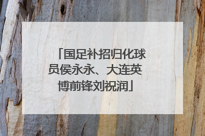 国足补招归化球员侯永永、大连英博前锋刘祝润