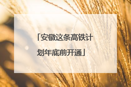 安徽这条高铁计划年底前开通
