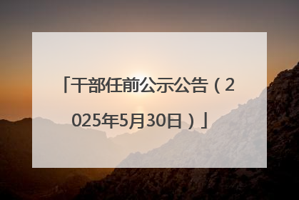 干部任前公示公告（2025年5月30日）