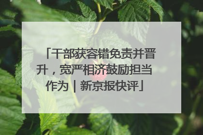 干部获容错免责并晋升，宽严相济鼓励担当作为｜新京报快评