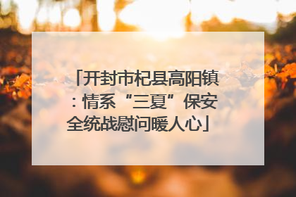 开封市杞县高阳镇：情系“三夏”保安全统战慰问暖人心
