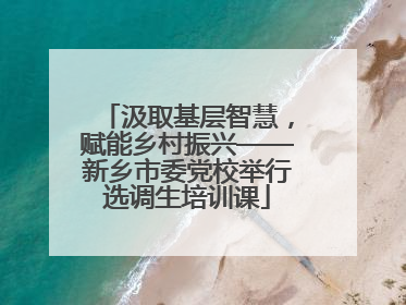 汲取基层智慧，赋能乡村振兴——新乡市委党校举行选调生培训课
