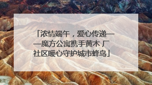 浓情端午，爱心传递——魔方公寓携手黄木 厂社区暖心守护城市蜂鸟