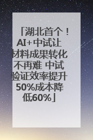 湖北首个！AI+中试让材料成果转化不再难 中试验证效率提升50%成本降低60%