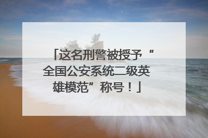 这名刑警被授予“全国公安系统二级英雄模范”称号！