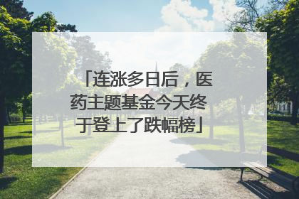 连涨多日后，医药主题基金今天终于登上了跌幅榜