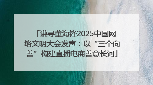 谦寻董海锋2025中国网络文明大会发声：以“三个向善”构建直播电商善意长河