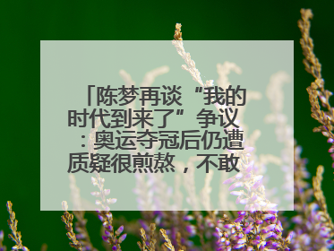 陈梦再谈“我的时代到来了”争议：奥运夺冠后仍遭质疑很煎熬，不敢再这么说了