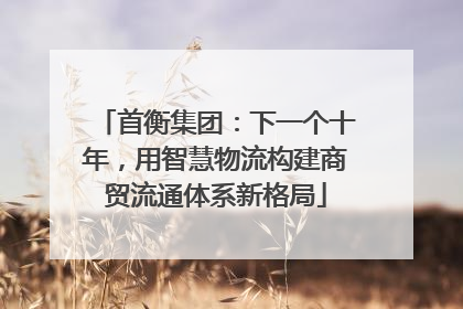 首衡集团：下一个十年，用智慧物流构建商贸流通体系新格局