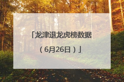 龙津退龙虎榜数据（6月26日）